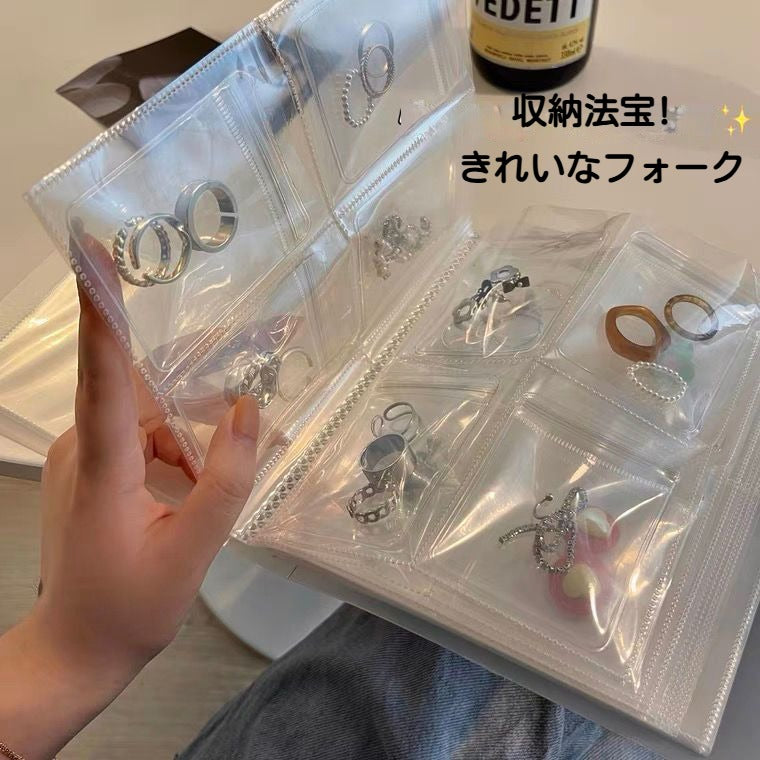 透明密封 酸化防止 ジュエリー収納帳 多マス アクセサリー分類収納ブック